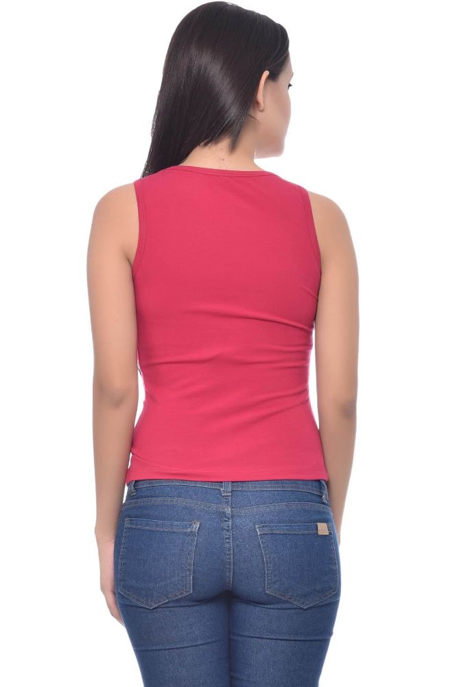 Picture of Frenchtrendz Cotton Spandex Pink Short Length Tank Tops