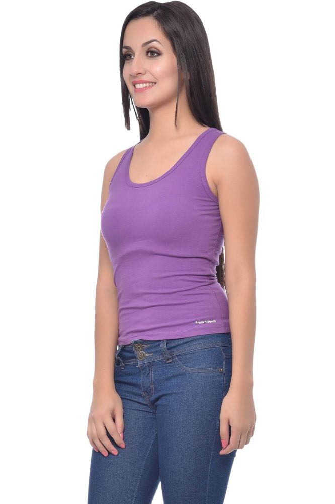 Picture of Frenchtrendz Cotton Spandex Purple Short Length Tank Tops