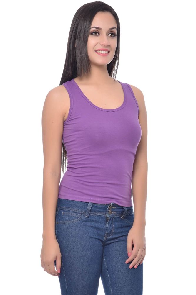 Picture of Frenchtrendz Cotton Spandex Purple Short Length Tank Tops