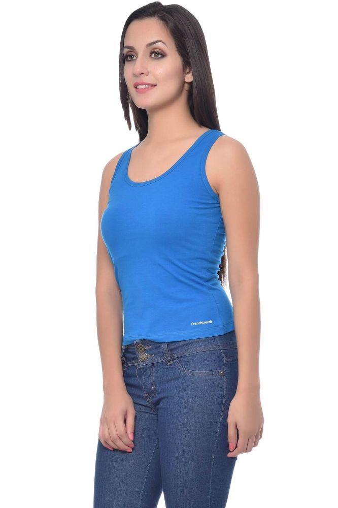 Picture of Frenchtrendz Cotton Spandex Blue Short Length Tank Tops
