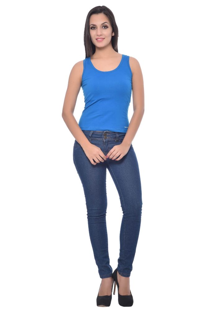 Picture of Frenchtrendz Cotton Spandex Blue Short Length Tank Tops
