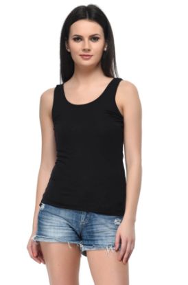 Picture of Frenchtrendz Viscose Spandex Black Medium Length Tank Tops