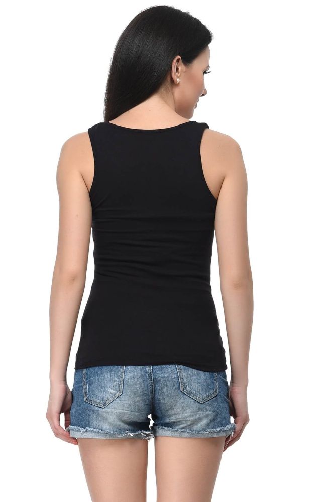 Picture of Frenchtrendz Viscose Spandex Black Medium Length Tank Tops