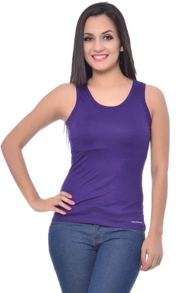 Picture of Frenchtrendz Viscose Spandex Purple Medium Length Tank Tops
