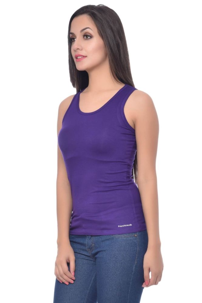 Picture of Frenchtrendz Viscose Spandex Purple Medium Length Tank Tops
