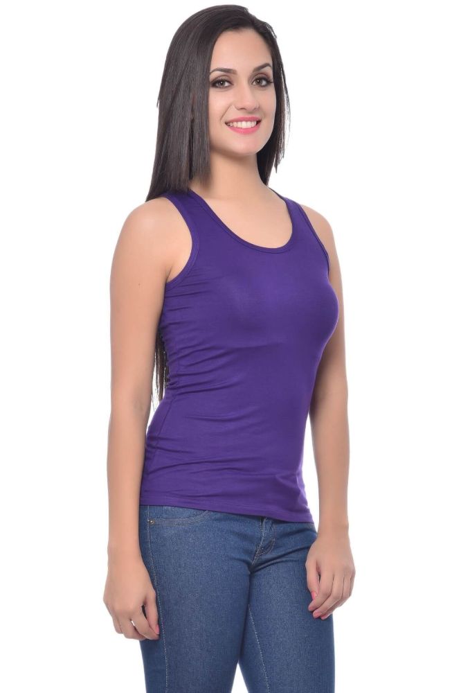 Picture of Frenchtrendz Viscose Spandex Purple Medium Length Tank Tops