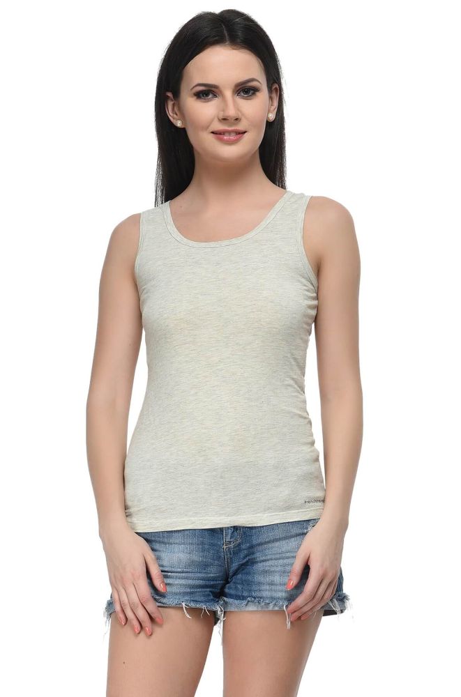Picture of Frenchtrendz Viscose Spandex Oatmeal Medium Length Tank Top