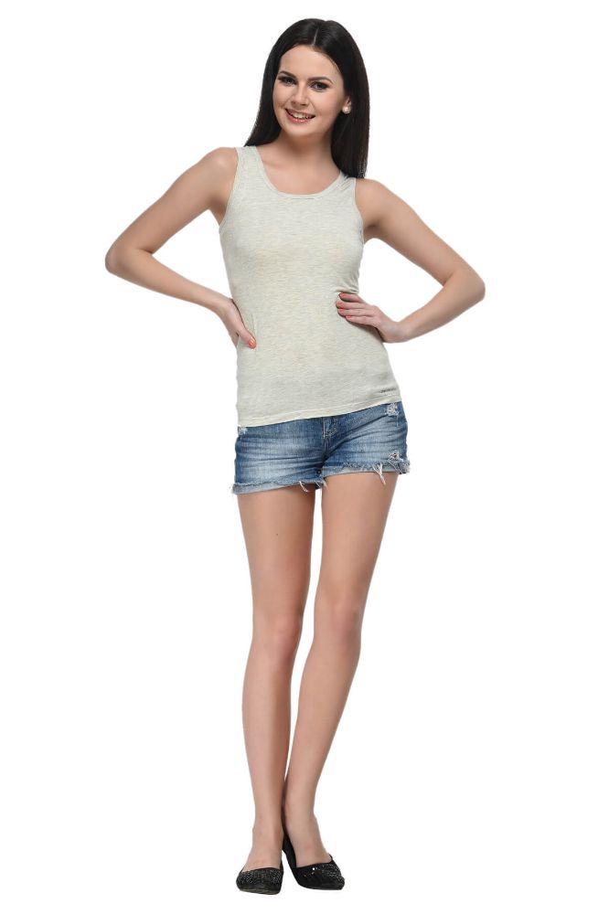 Picture of Frenchtrendz Viscose Spandex Oatmeal Medium Length Tank Top