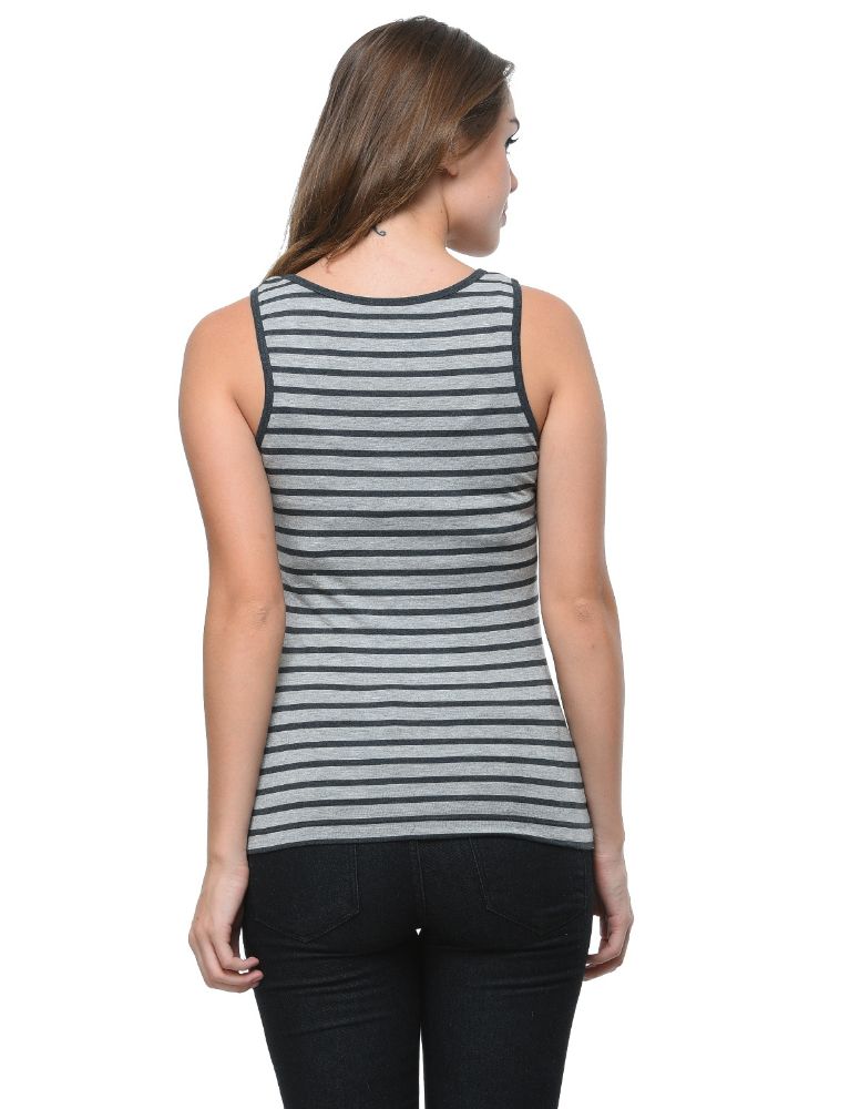 Picture of Frenchtrendz Viscose Spandex Charcoal Grey Medium Length Tank Top