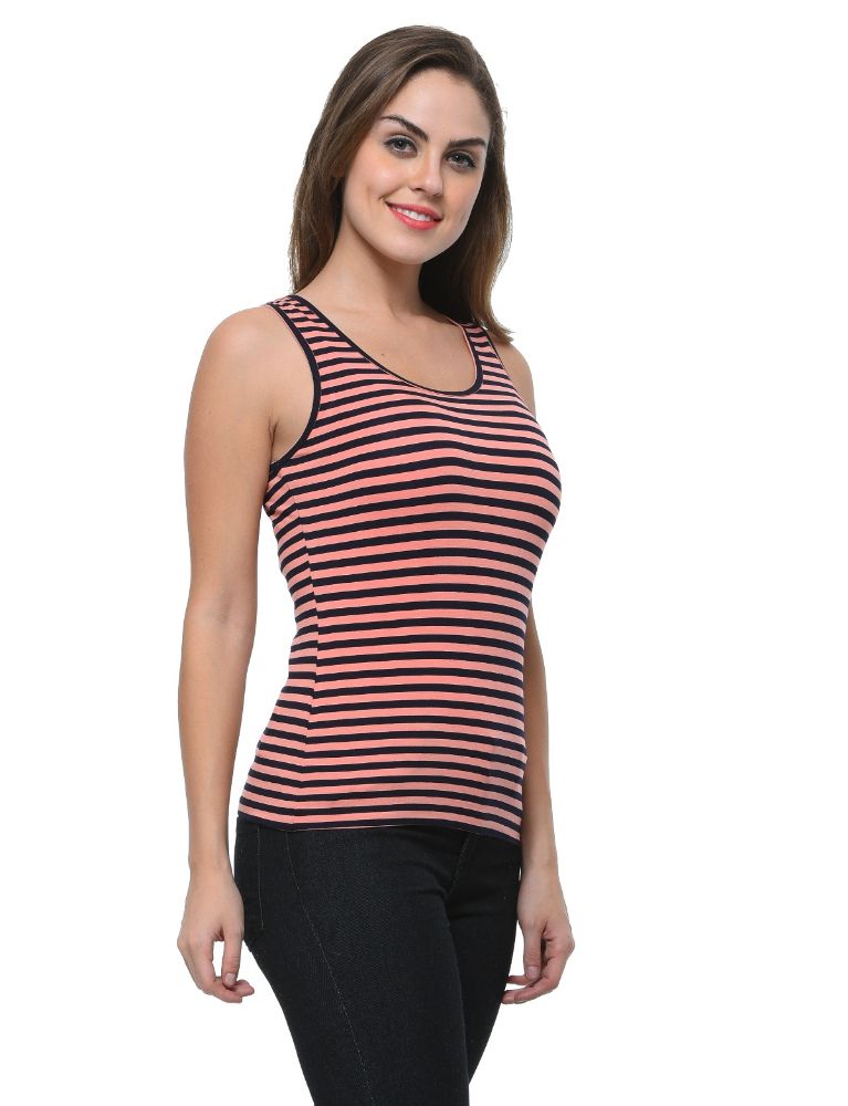 Picture of Frenchtrendz Viscose Spandex Coral Navy Medium Length Tank Top