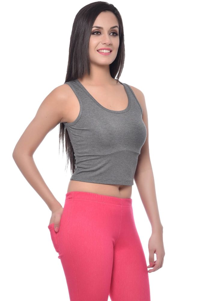 Picture of Frenchtrendz Viscose Spandex Grey Crop Top