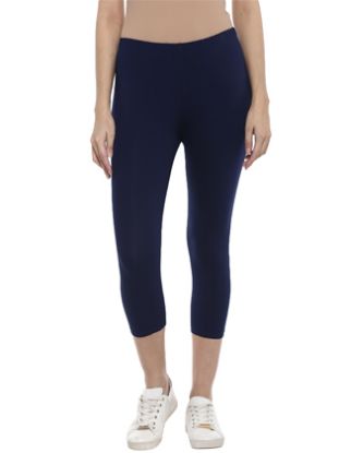 Picture of Frenchtrendz Cotton Spandex Indigo Blue Leggings Capri
