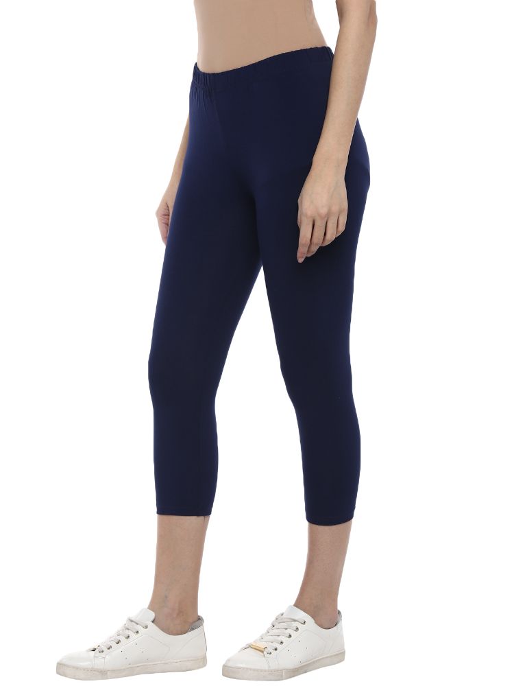 Picture of Frenchtrendz Cotton Spandex Indigo Blue Leggings Capri