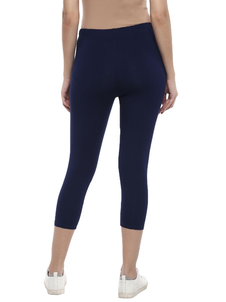 Picture of Frenchtrendz Cotton Spandex Indigo Blue Leggings Capri