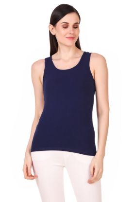 Picture of Frenchtrendz Cotton Spandex Navy Blue Medium Length Tank Top
