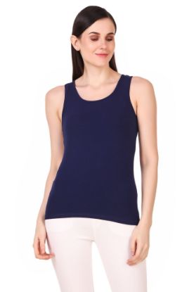 Picture of Frenchtrendz Cotton Spandex Navy Blue Medium Length Tank Tops