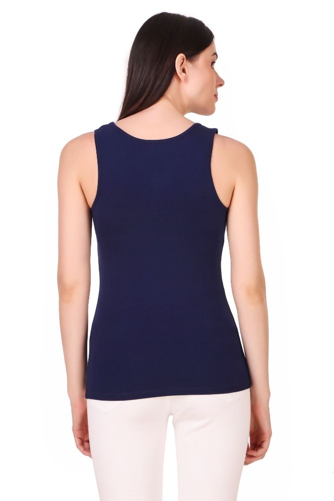Picture of Frenchtrendz Cotton Spandex Navy Blue Medium Length Tank Top