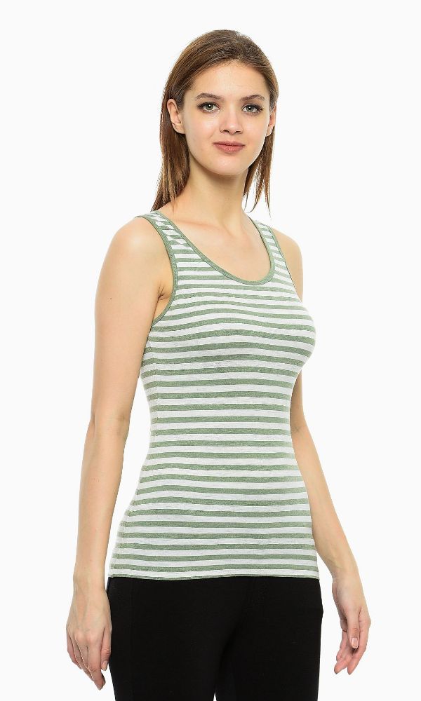 Picture of Frenchtrendz Viscose Spandex Green ivory Medium Length Tank Tops