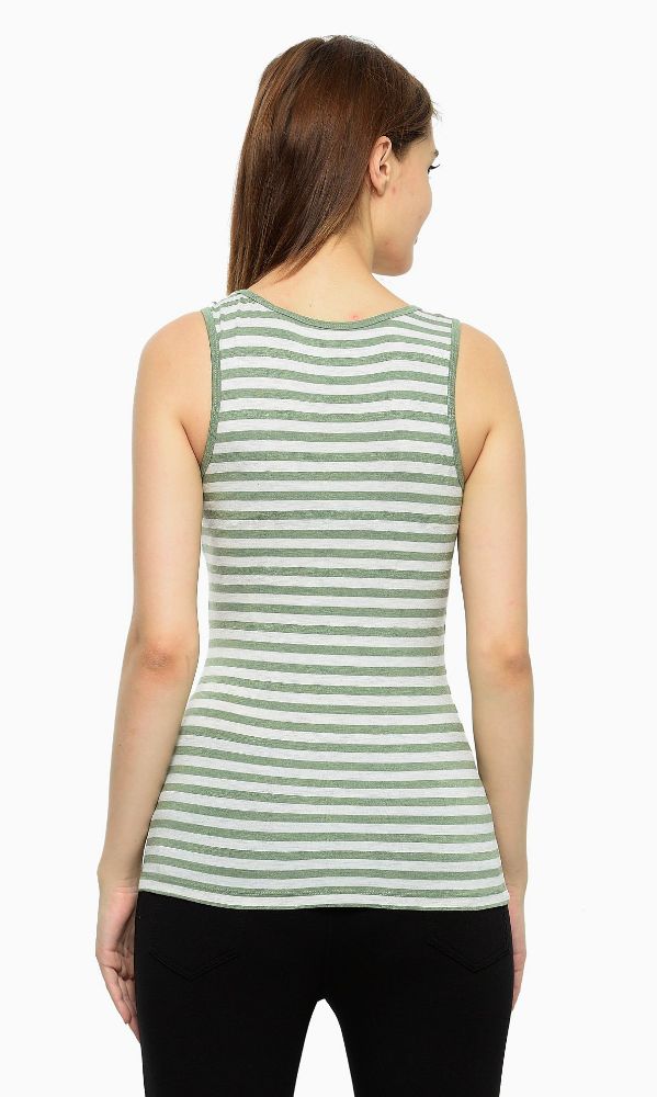 Picture of Frenchtrendz Viscose Spandex Green ivory Medium Length Tank Tops