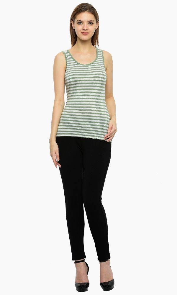Picture of Frenchtrendz Viscose Spandex Green ivory Medium Length Tank Top