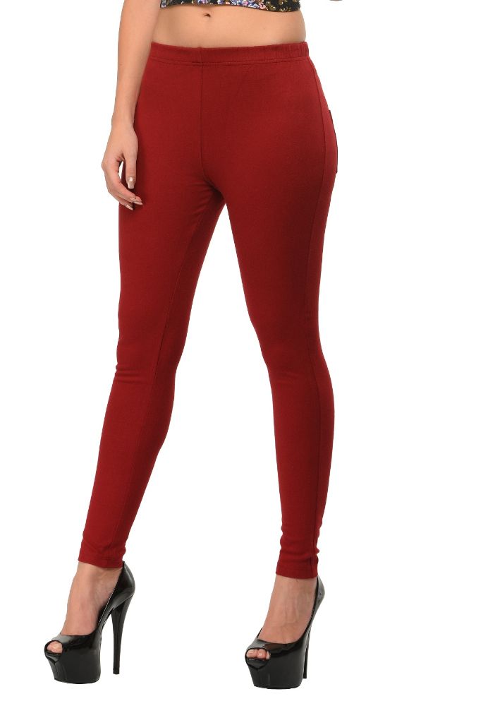 Picture of Frenchtrendz Cotton modal Spandex Dark Maroon Jeggings