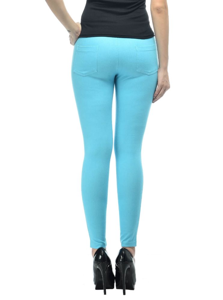 Picture of Frenchtrendz Cotton Modal Spandex Sky Blue Solid  Jegging