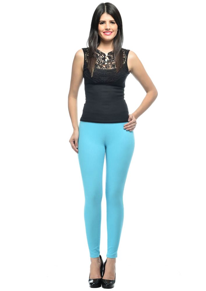 Picture of Frenchtrendz Cotton Modal Spandex Sky Blue Solid  Jegging