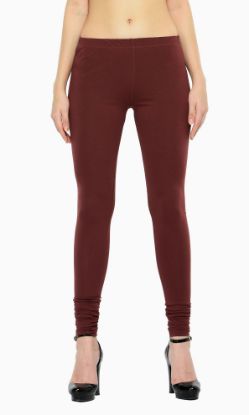 Picture of Frenchtrendz Cotton Spandex Coffee Churidar Leggings