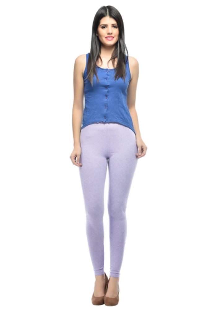 Picture of Frenchtrendz Cotton Melange Spandex Light Purple Ankle Leggings