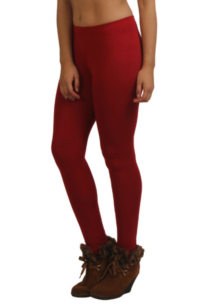Picture of Frenchtrendz Viscose Spandex Maroon Ankle Leggings
