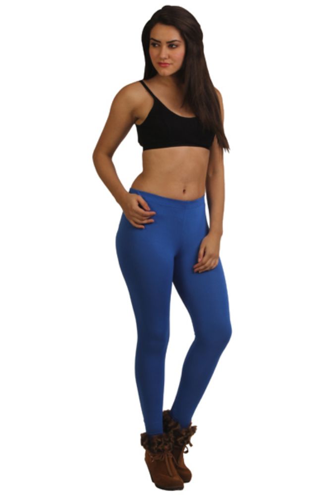 Picture of Frenchtrendz Viscose Spandex Royal Blue Ankle Leggings