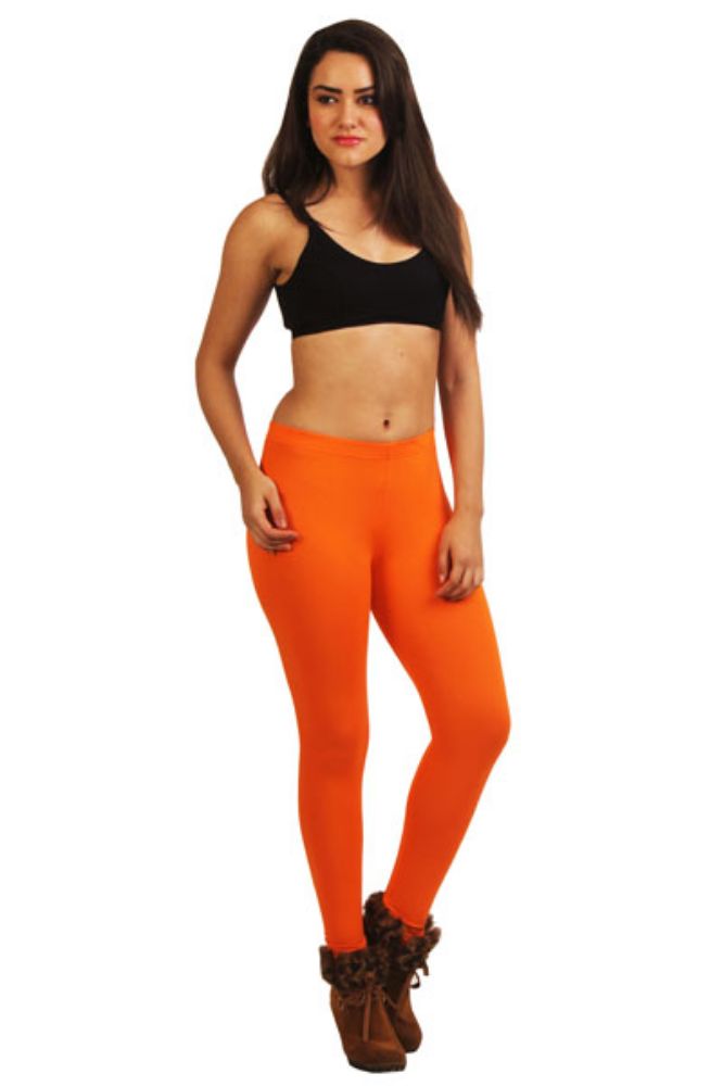 Picture of Frenchtrendz Viscose Spandex Orange Ankle Leggings