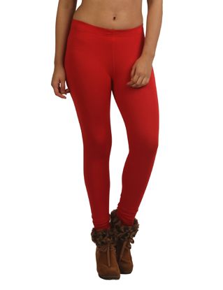 Picture of Frenchtrendz Viscose Spandex Red Ankle Leggings