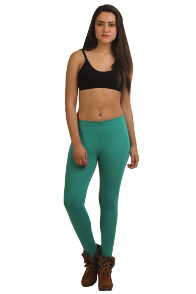 Picture of Frenchtrendz Viscose Spandex Green Ankle Leggings