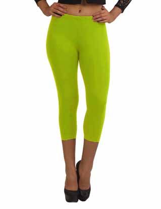 Picture of Frenchtrendz Cotton Spandex lime Green Leggings Capri