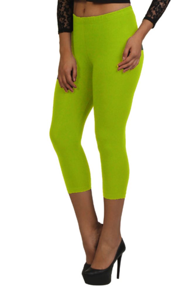 Picture of Frenchtrendz Cotton Spandex lime Green Leggings Capri
