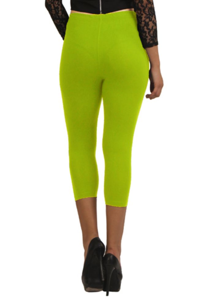 Picture of Frenchtrendz Cotton Spandex lime Green Leggings Capri