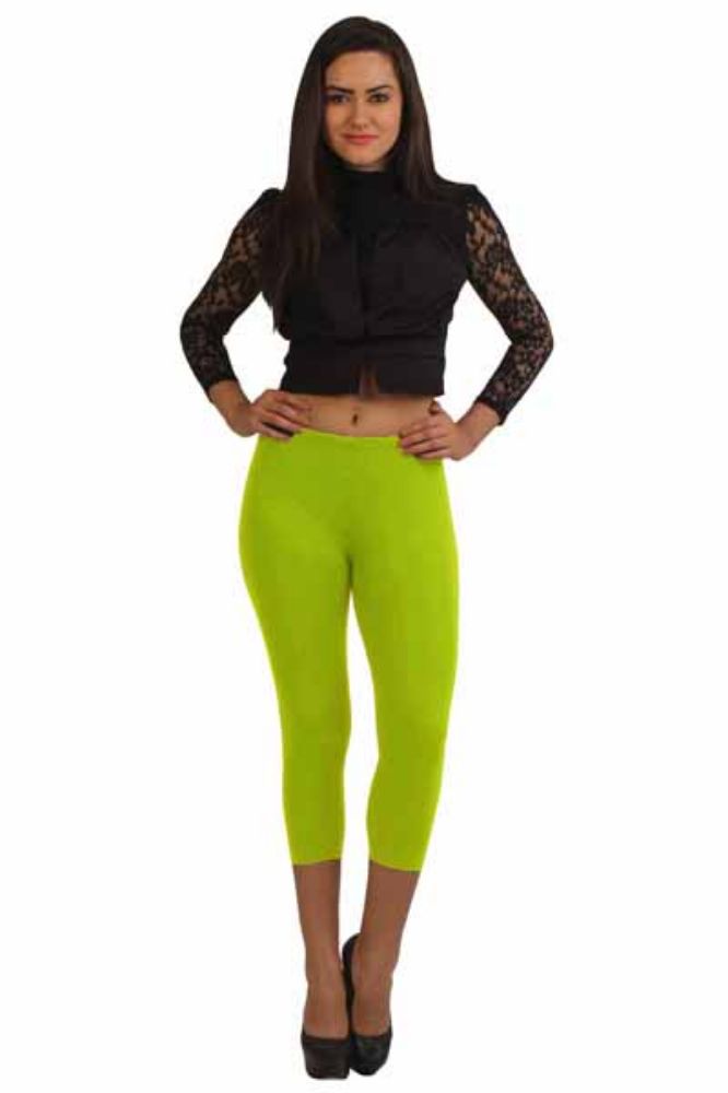 Picture of Frenchtrendz Cotton Spandex lime Green Leggings Capri