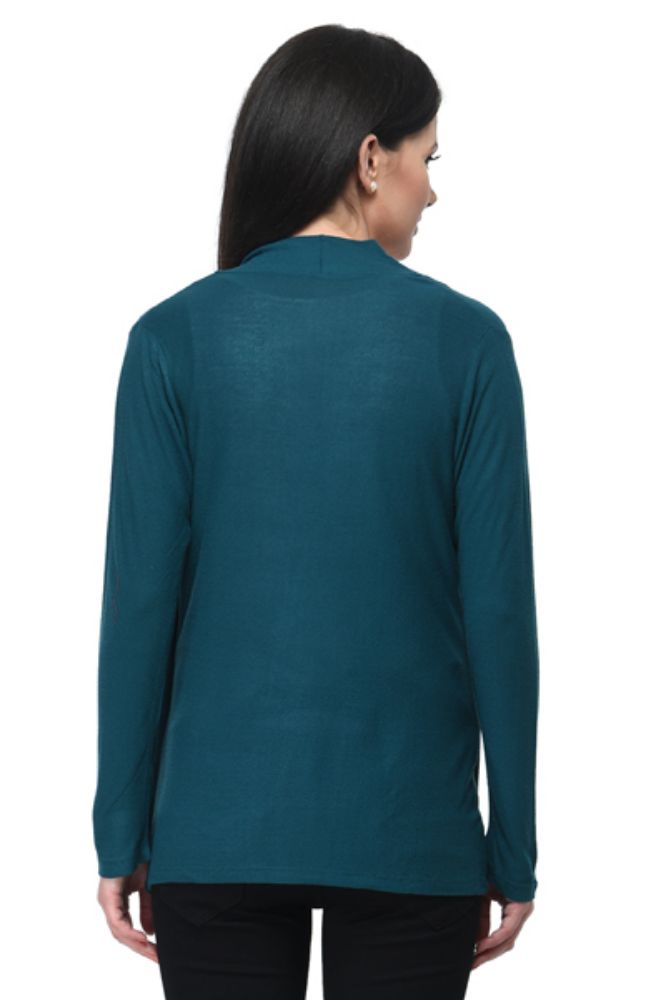 Picture of Frenchtrendz Viscose Spandex Teal Medium Length Shrug
