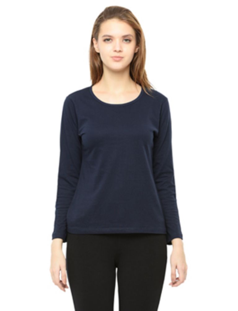 Picture of Frenchtrendz 100% Cotton Navy Solid Everyday Basic Top