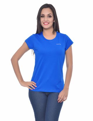 Picture of Frenchtrendz Cotton Royal Blue Round Neck Half Sleeve Medium Length T-Shirt