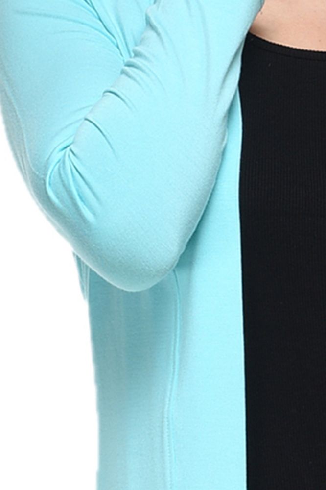 Picture of Frenchtrendz Viscose Crepe Aqua Front Placket Medium Length full Sleeve Shrug