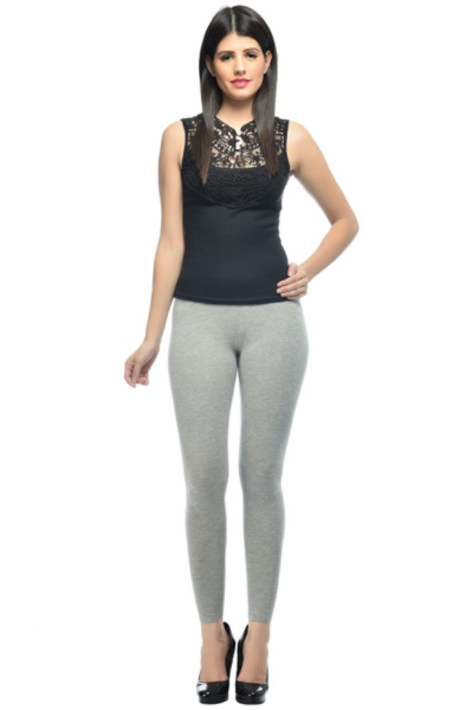 Picture of Frenchtrendz Viscose Spandex Grey Ankle Leggings