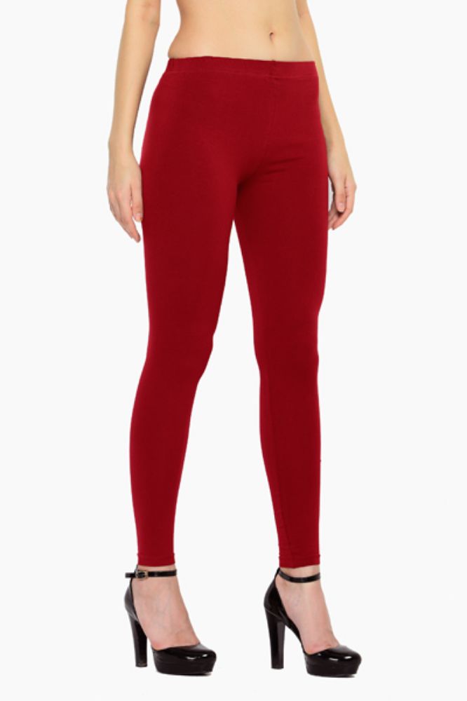 Picture of Frenchtrendz Modal Poly Spandex Dark Maroon Flat Belt Without Pocket Jegging