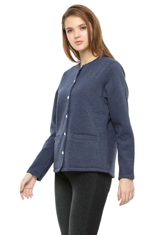 Picture of Frenchtrendz Cotton Bamboo Fleece Navy Full Sleeve Jacket