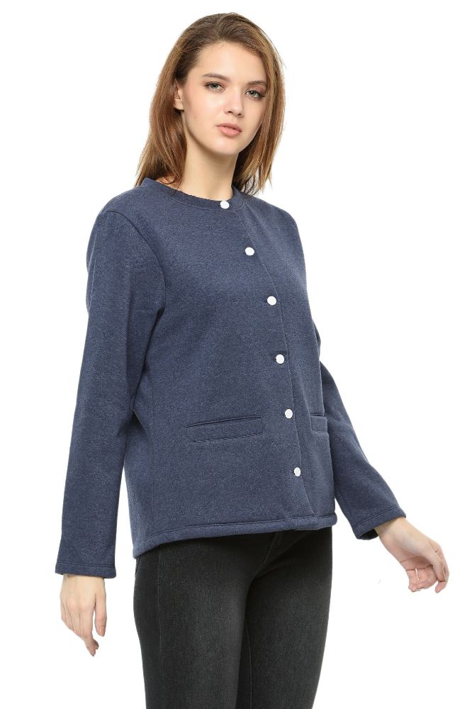 Picture of Frenchtrendz Cotton Bamboo Fleece Navy Full Sleeve Jacket