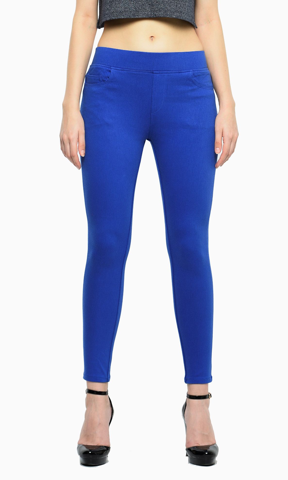 Frenchtrendz  Buy Frenchtrendz Cotton Viscose Spandex Royal Blue Jeggings  Online