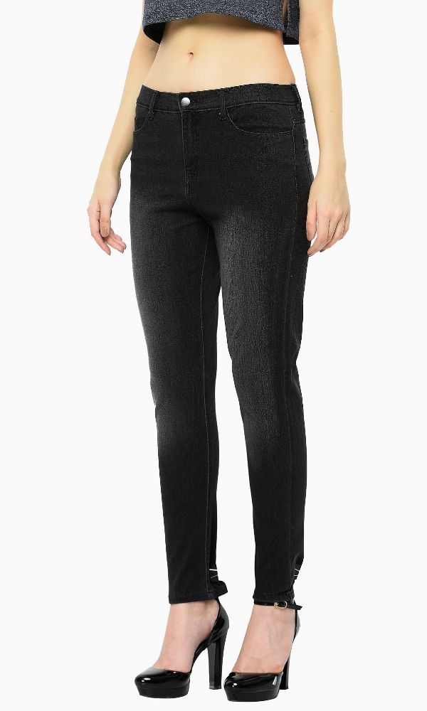 Picture of Frenchtrendz 3117 Cotton Viscose Spandex Black Jeans For Women