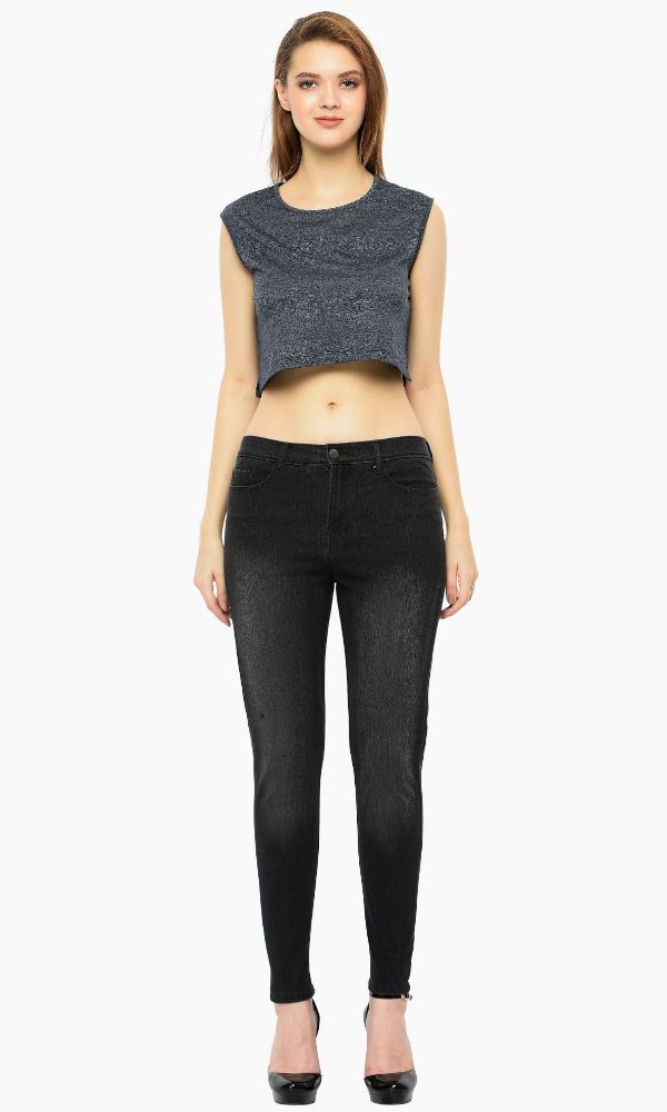 Picture of Frenchtrendz 3117 Cotton Viscose Spandex Black Jeans For Women