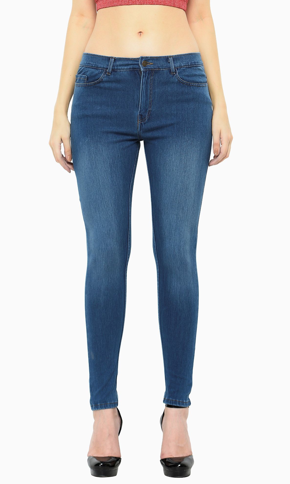 Frenchtrendz | Buy Frenchtrendz Cotton Viscose Spandex Blue Jeans Online